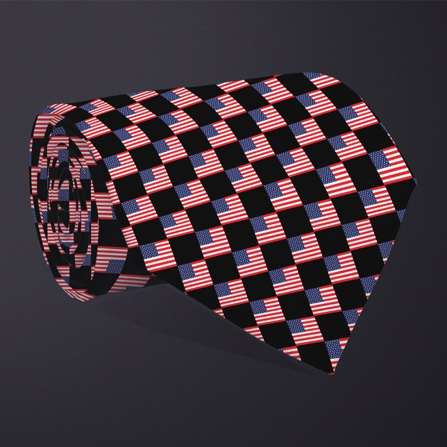 Checkered United States Flag Pattern  Neck Tie (Creator Uploaded)