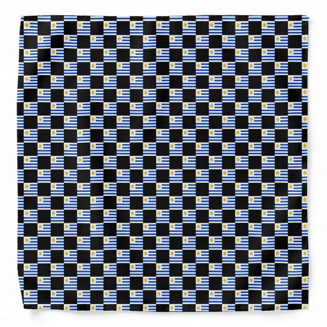 Checkered Uruguay Flag Pattern  Bandana (Front)