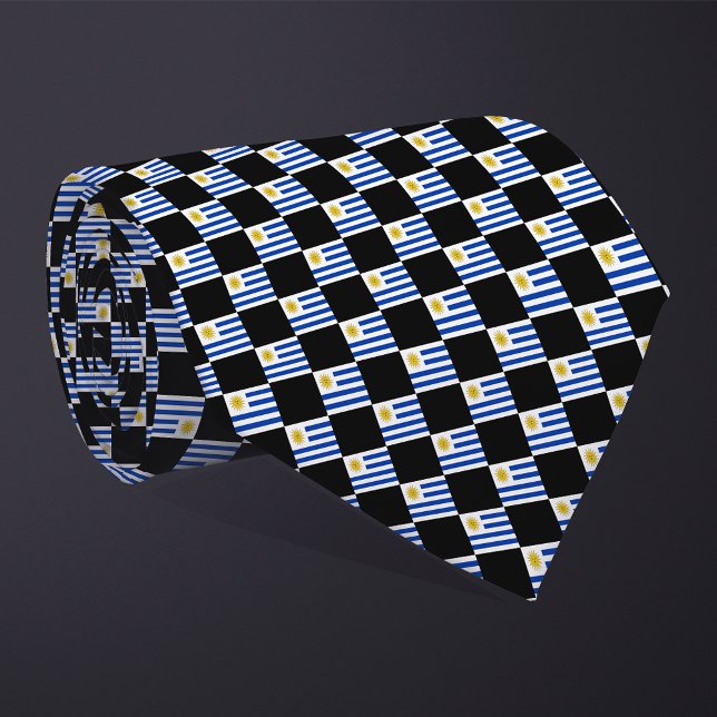 Checkered Uruguay Flag Pattern  Neck Tie (Creator Uploaded)