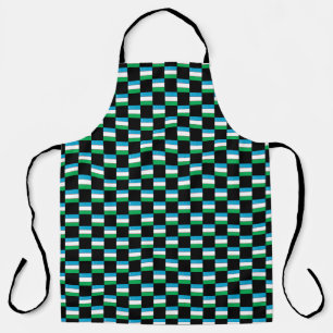 Checkered Uzbekistan Flag Pattern  Apron