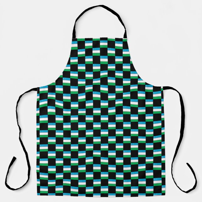 Checkered Uzbekistan Flag Pattern  Apron (Front)