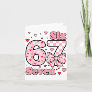 Checkered Valentine Cute Six Seven 6 7 Meme Teens Card