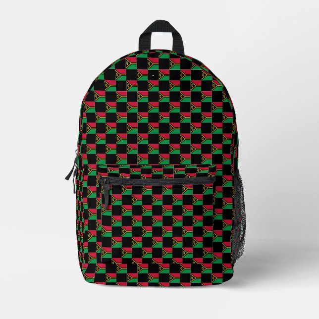 Checkered Vanuatu Flag Pattern  Printed Backpack (Front)