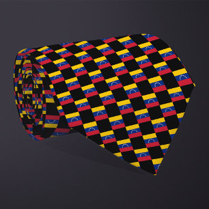 Checkered Venezuela Flag Pattern  Neck Tie