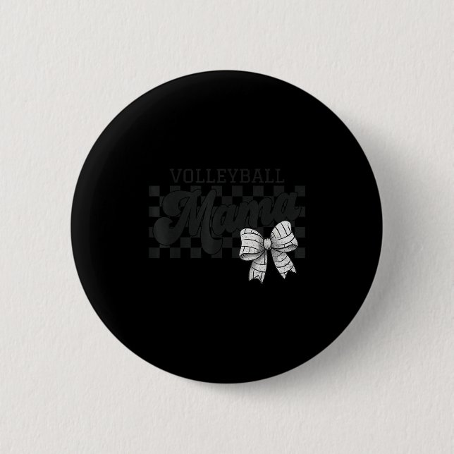 Checkered Volleyball Mama Coquette Bow Volleyball  Button (Front)