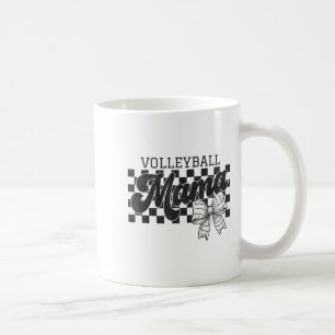 Checkered Volleyball Mama Coquette Bow Volleyball  Coffee Mug