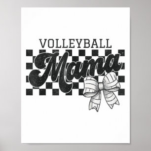 Checkered Volleyball Mama Coquette Bow Volleyball Poster