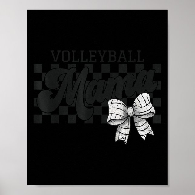 Checkered Volleyball Mama Coquette Bow Volleyball  Poster (Front)