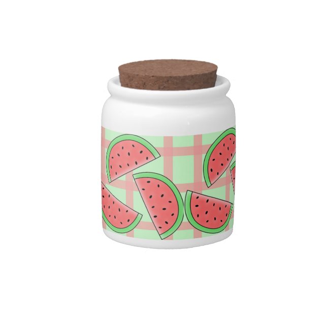 checkered watermelon candy jar (Front)