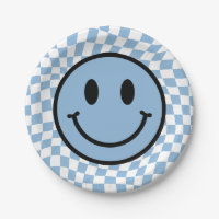 Checkered Wavy Blue Preppy Smile Birthday