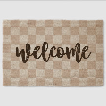 Checkered Welcome Door Mat