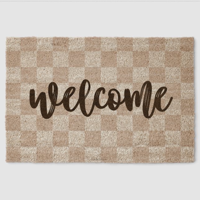 Checkered Welcome Door Mat (Front)