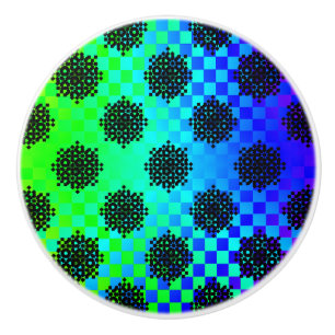 Checkered Wheels by Kenneth Yoncich Ceramic Knob