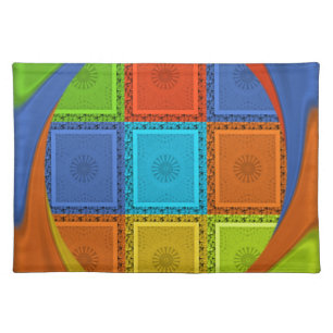 Checkered Whirl Art Print Cloth Placemat