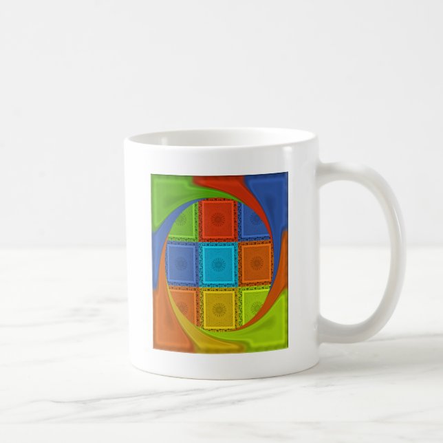 Checkered Whirl Art Print Coffee Mug (Right)