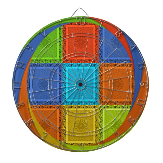 Checkered Whirl Art Print Dartboard (Front)