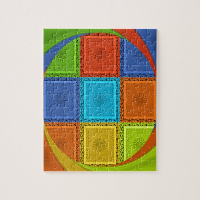 Checkered Whirl Art Print Jigsaw Puzzle (Vertical)