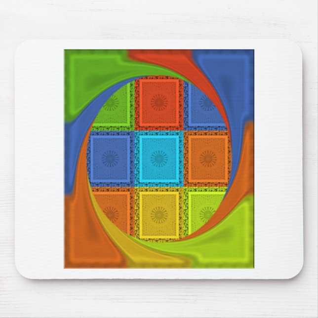 Checkered Whirl Art Print Mouse Pad (Front)