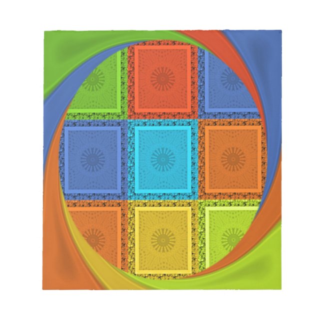 Checkered Whirl Art Print Notepad (Front)