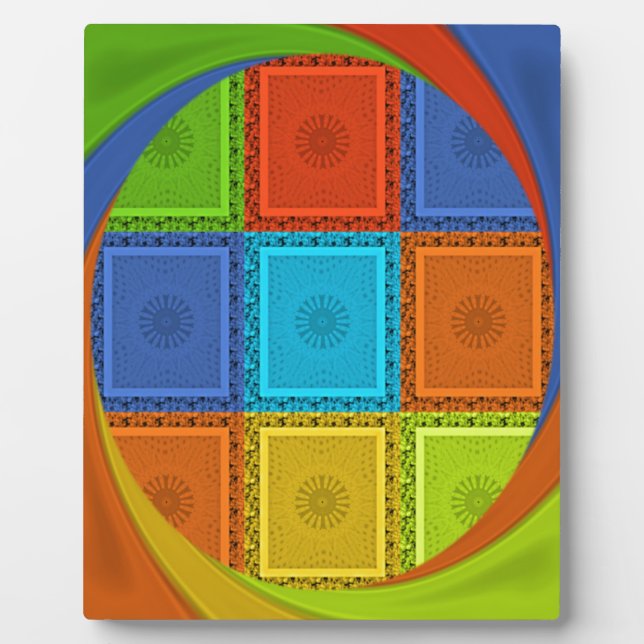 Checkered Whirl Art Print Plaque (Front)