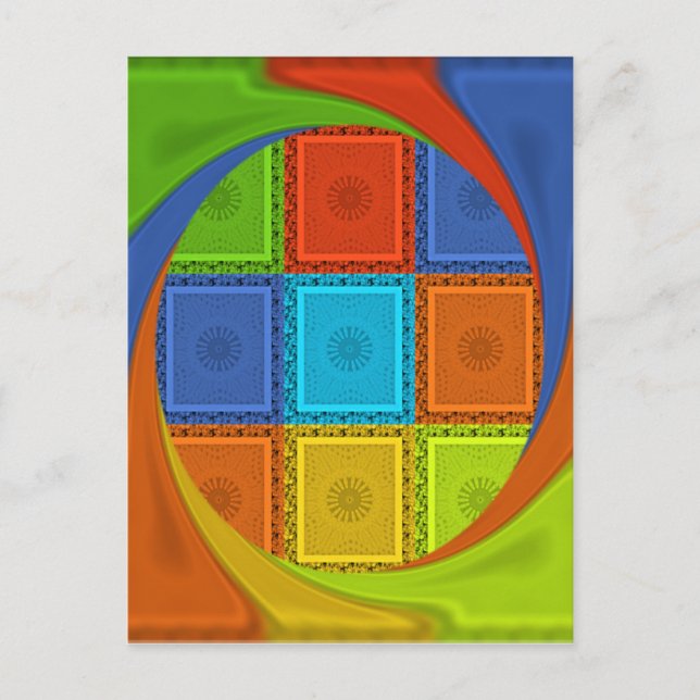 Checkered Whirl Art Print Postcard (Front)