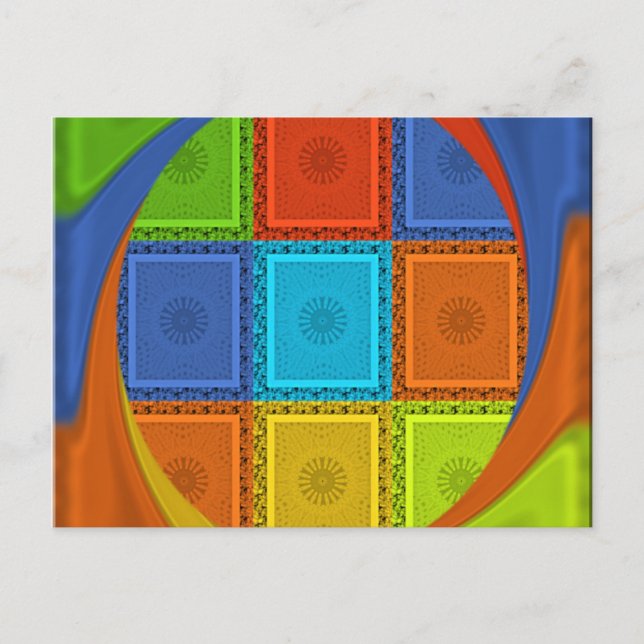 Checkered Whirl Art Print Postcard (Front)
