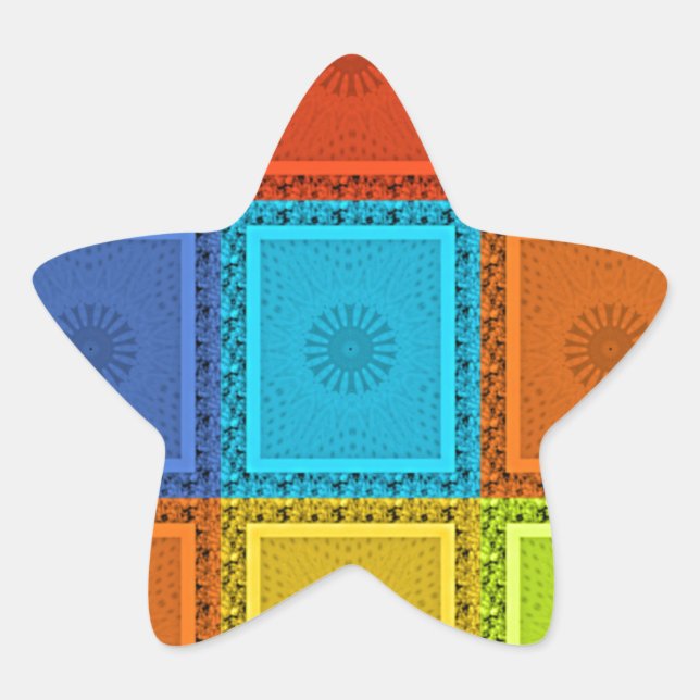 Checkered Whirl Art Print Star Sticker (Front)
