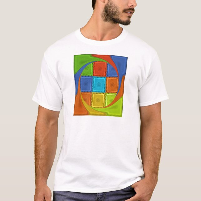 Checkered Whirl Art Print T-Shirt (Front)