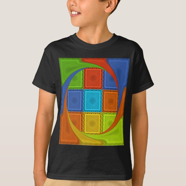 Checkered Whirl Art Print T-Shirt (Front)