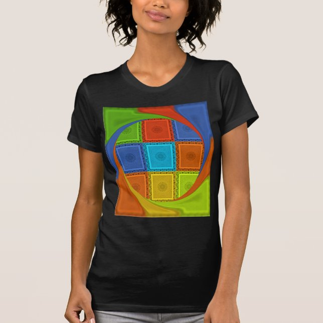 Checkered Whirl Art Print T-Shirt (Front)
