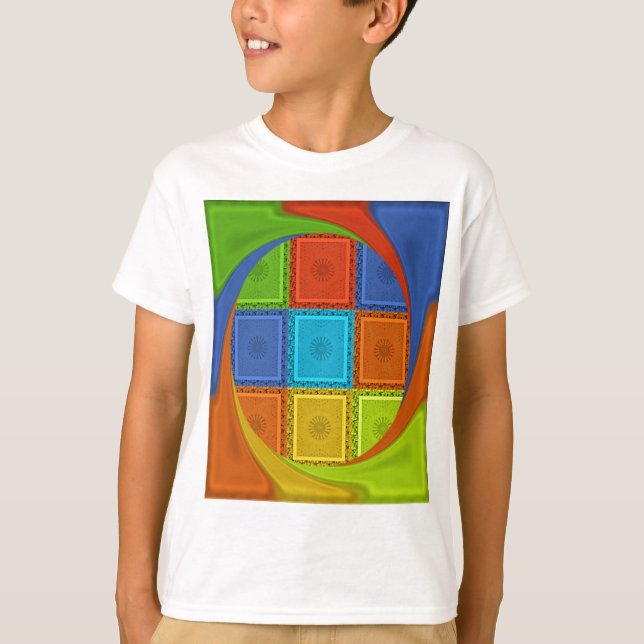Checkered Whirl Art Print T-Shirt (Front)