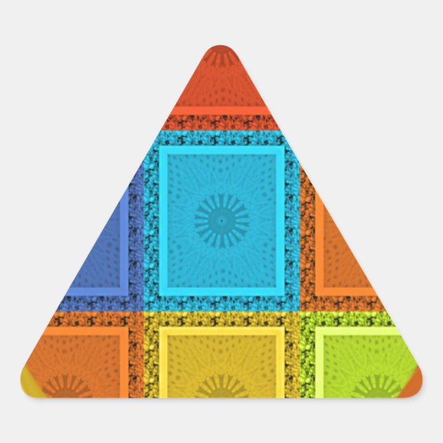 Checkered Whirl Art Print Triangle Sticker (Front)