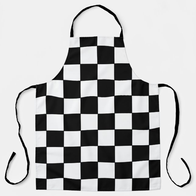 Checkered White and Black  Apron (Front)