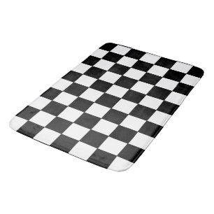 Checkered White and Black  Bath Mat