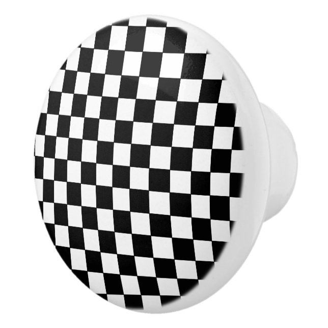 Checkered White and Black  Ceramic Knob (Right)