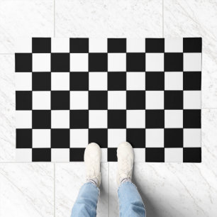 Checkered White and Black Doormat