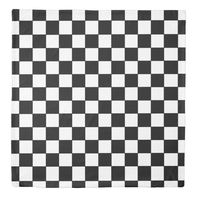 Checkered White and Black  Duvet Cover (Front)