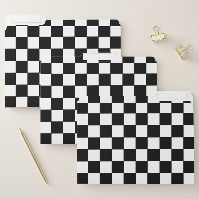 Checkered White and Black  File Folder (Set)