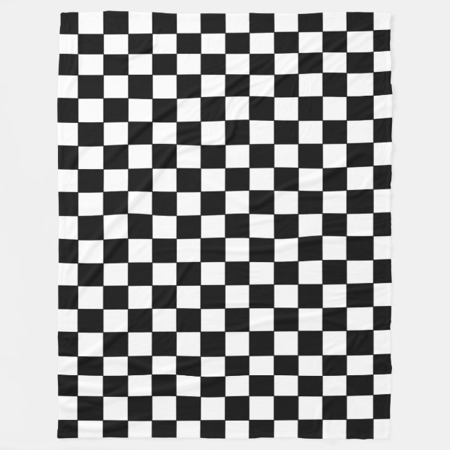 Checkered White and Black  Fleece Blanket (Front)