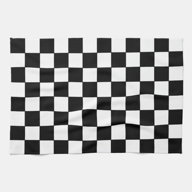 Checkered White and Black  Kitchen Towel (Horizontal)