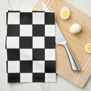 Checkered White and Black Kitchen Towel