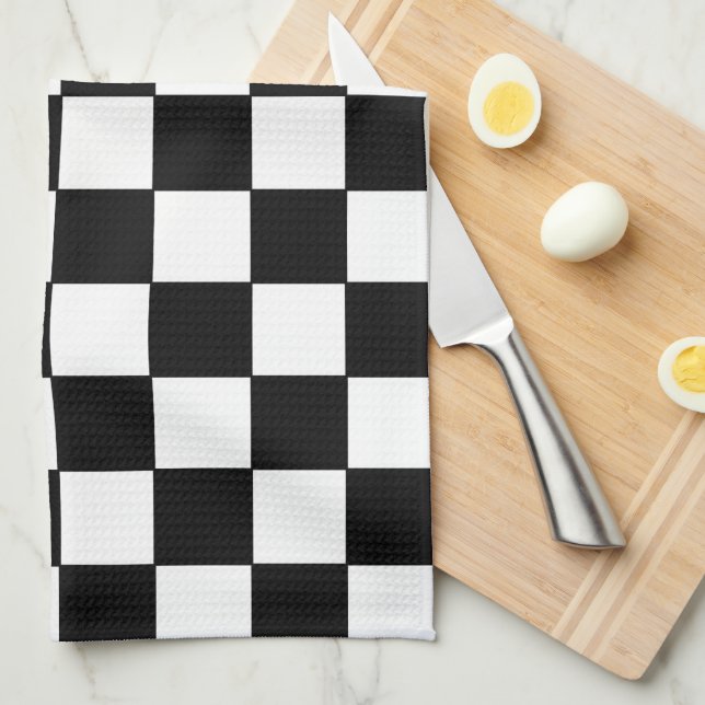 Checkered White and Black  Kitchen Towel (Quarter Fold)