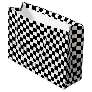 Checkered White and Black  Large Gift Bag