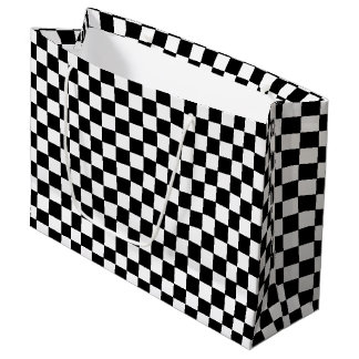 Checkered White and Black Large Gift Bag