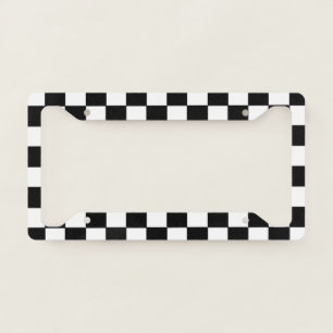 Checkered White and Black  License Plate Frame