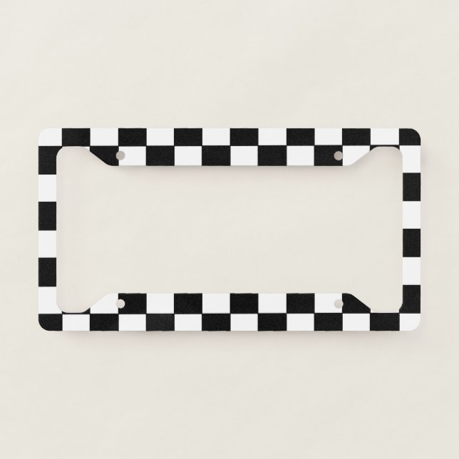 Checkered White and Black  License Plate Frame (Front)
