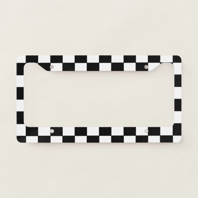 Checkered White and Black  License Plate Frame (Front)