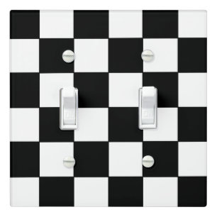 Checkered White and Black  Light Switch Cover