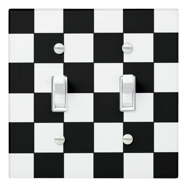 Checkered White and Black  Light Switch Cover (In Situ)