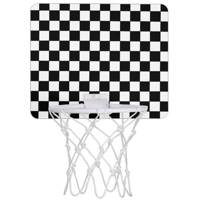 Checkered White and Black  Mini Basketball Hoop (Front)